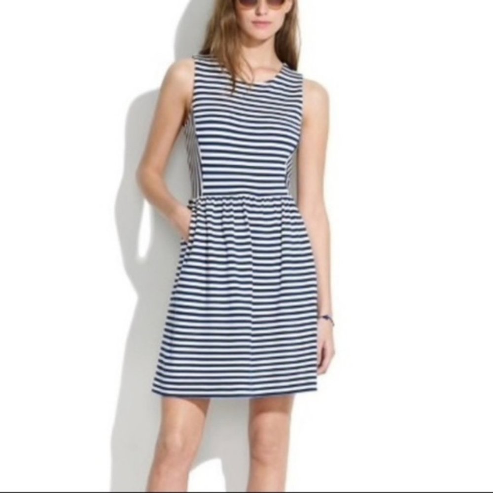 Madewell Striped Sleeveless Pocket Dress - Small